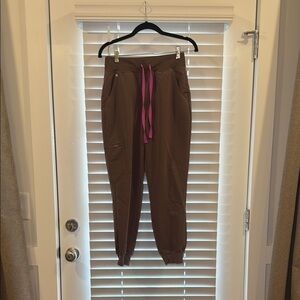 Figs High Waisted Zamora™ Jogger Scrub Pants in Smokey Taupe